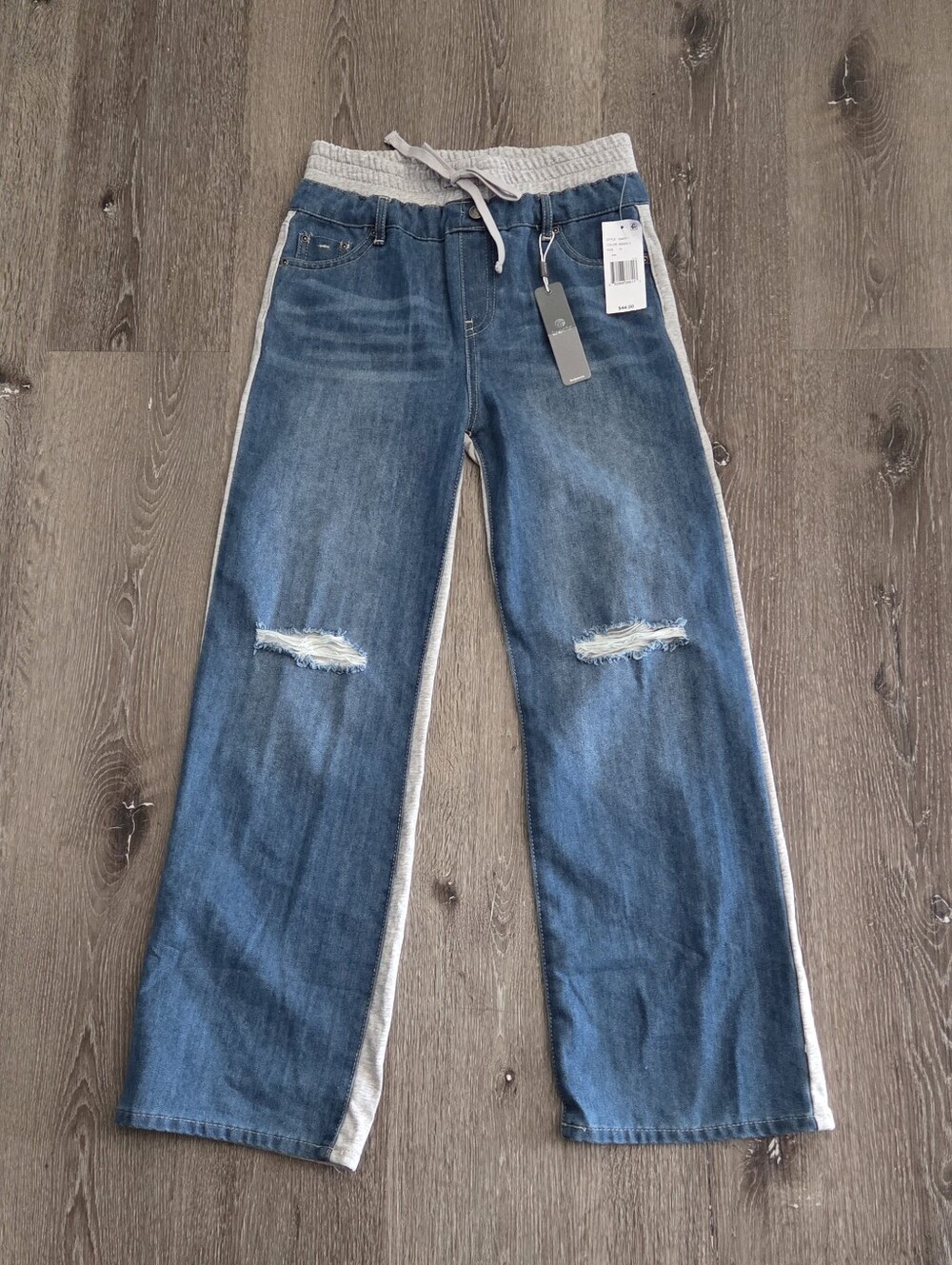 Tractr Kids' Pull-On Terry & Denim Drawstring Pants